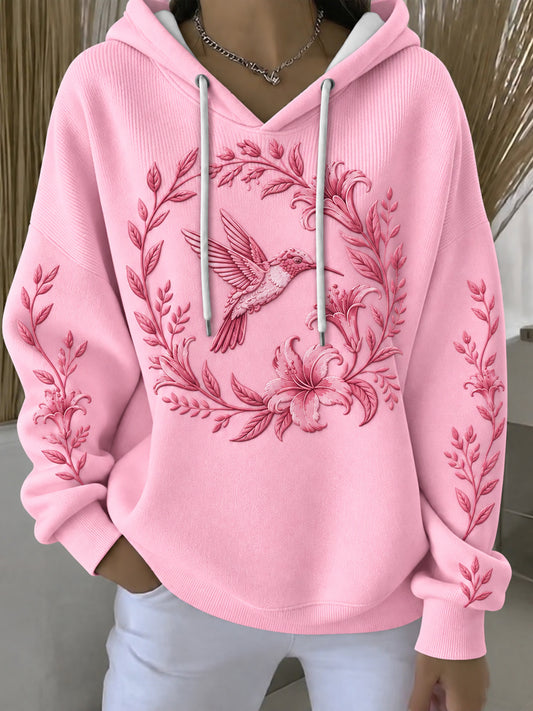 Women's Breast Cancer Pink Print Casual Hoodie