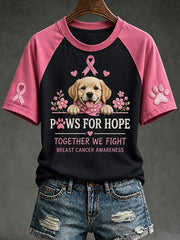 Women's breast cancer care cured puppy pattern printed casual short-sleeve T-shirt