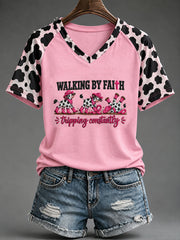 Women's Walking By Faith Tripping ConstantlyV-neck T-shirt