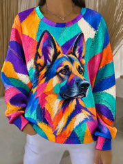 Women's Art Dog Printed Sweatshirt