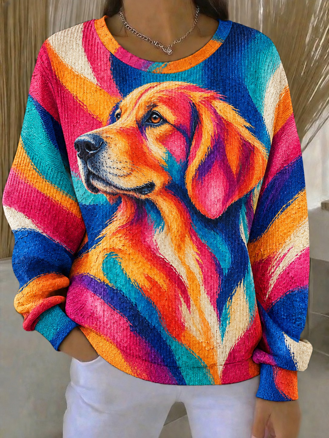 Women's Art Dog Printed Sweatshirt