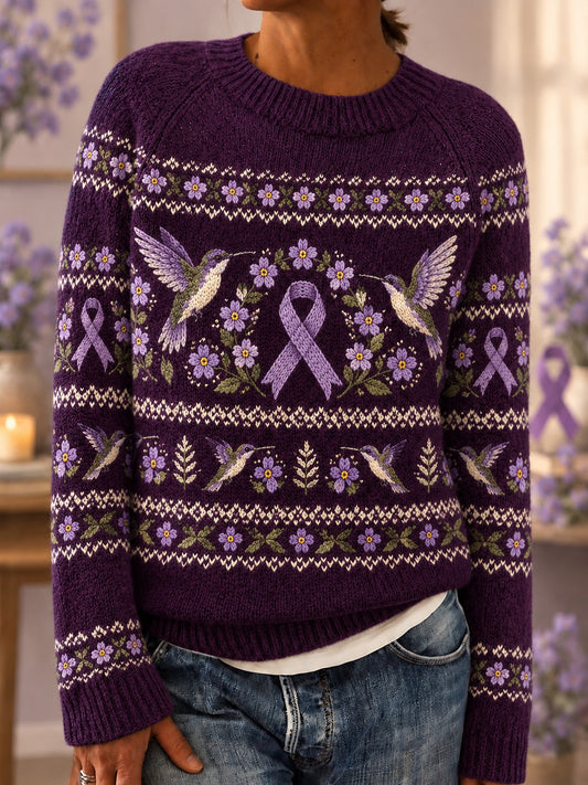 Women's Alzheimer's Disease Flowers Printed Sweater