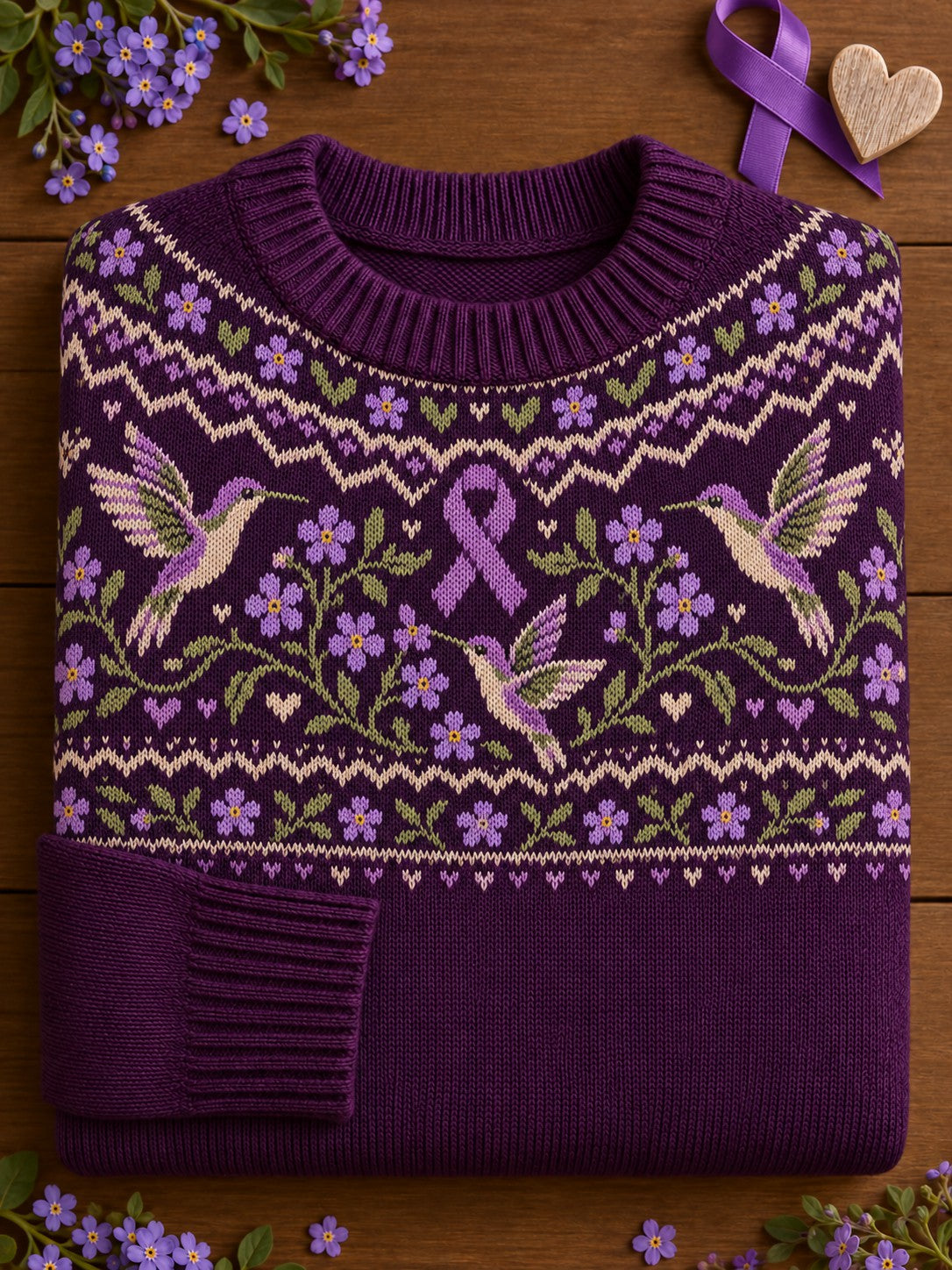 Women's Alzheimer's Disease Flowers Printed Sweater