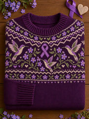 Women's Alzheimer's Disease Flowers Printed Sweater