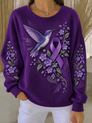 Women's Alzheimer's Disease Flowers Printed Sweatshirt