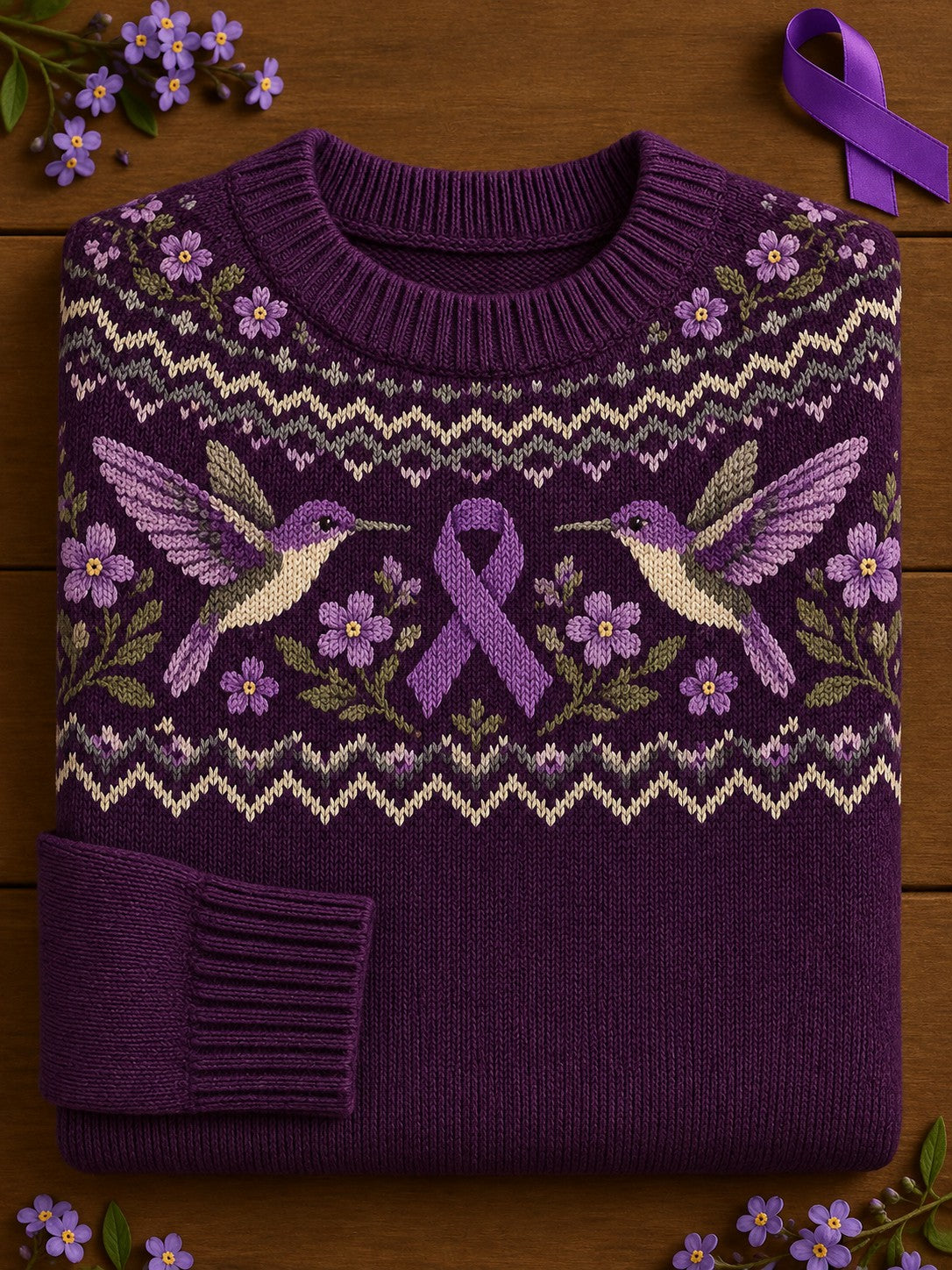 Women's Alzheimer's Disease Flowers Printed Sweater