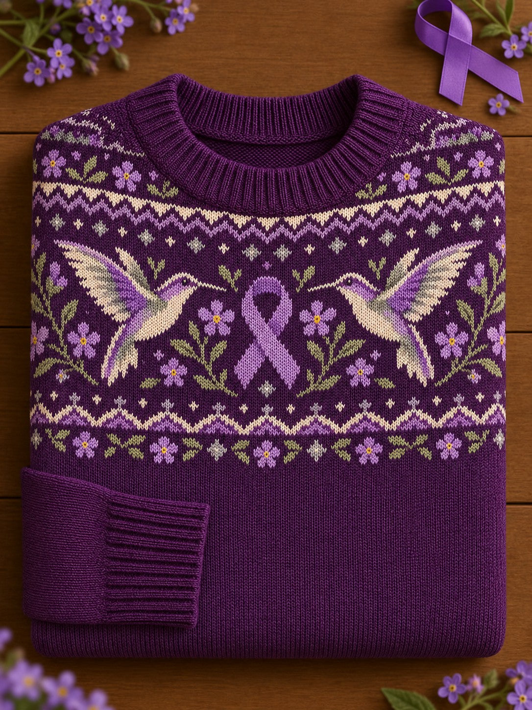 Women's Alzheimer's Disease Flowers Printed Sweater
