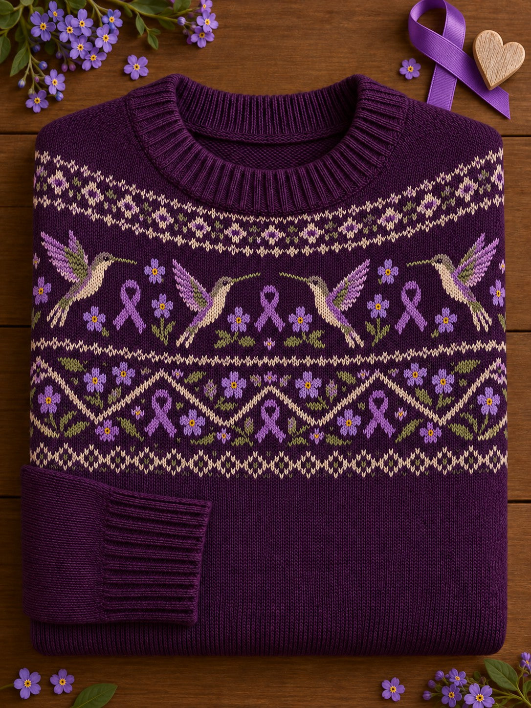 Women's Alzheimer's Disease Flowers Printed Sweater