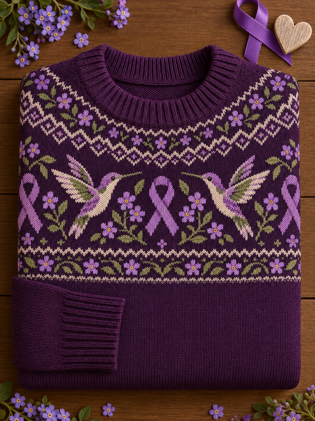 Women's Alzheimer's Disease Flowers Printed Sweater