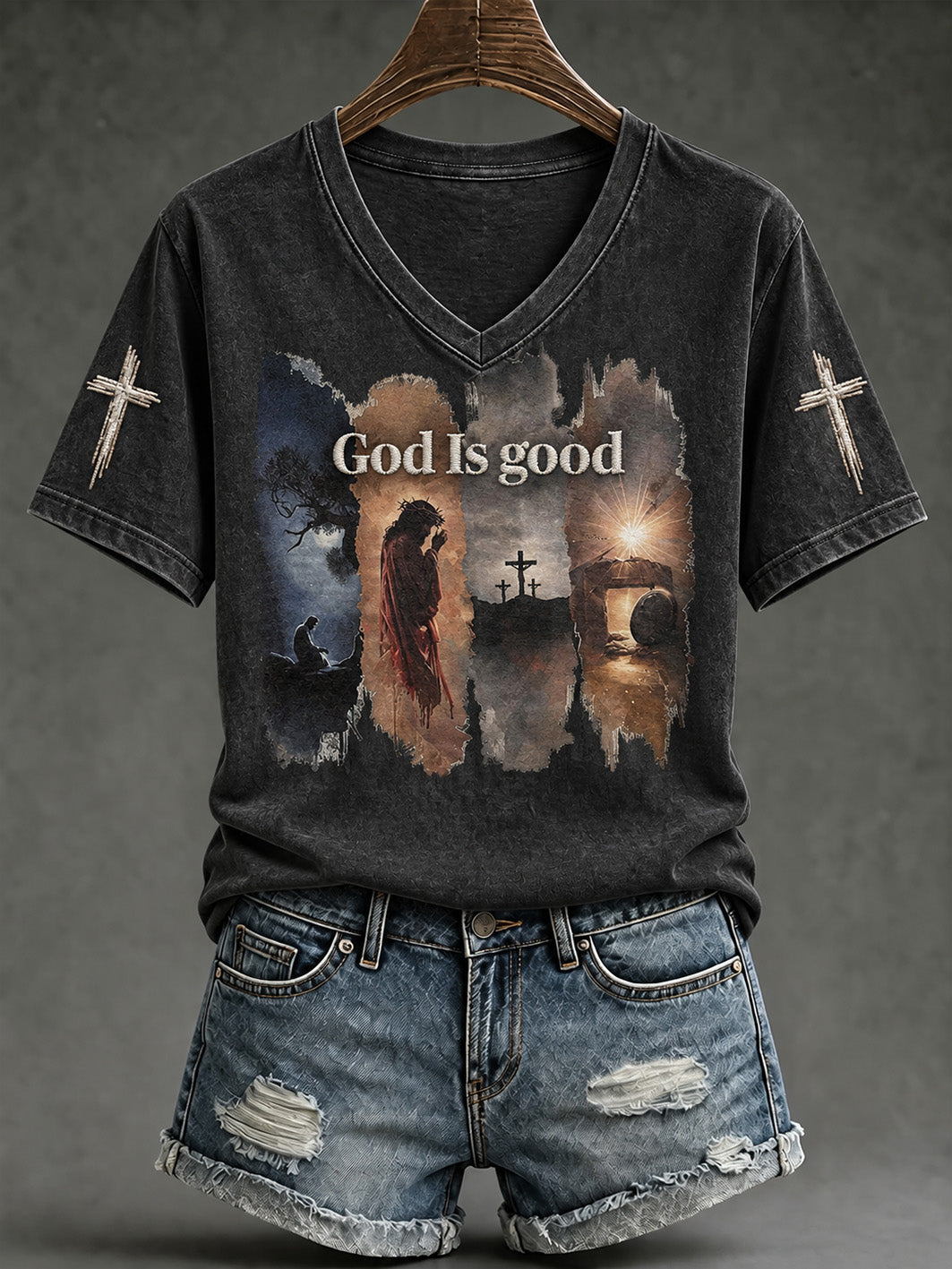 Women's faith theme pattern printed casual short-sleeve T-shirt