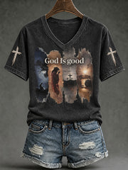 Women's faith theme pattern printed casual short-sleeve T-shirt