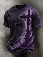 Men's faith theme pattern printed casual short-sleeve T-shirt