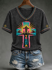 Women's Christian Yeshua Faith Cross Short Sleeve T-shirt
