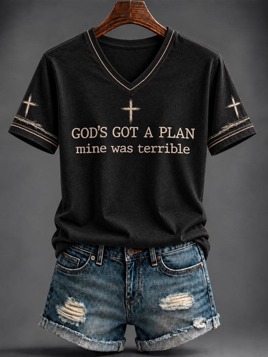 Women's Faith Printed V-neck T-shirt