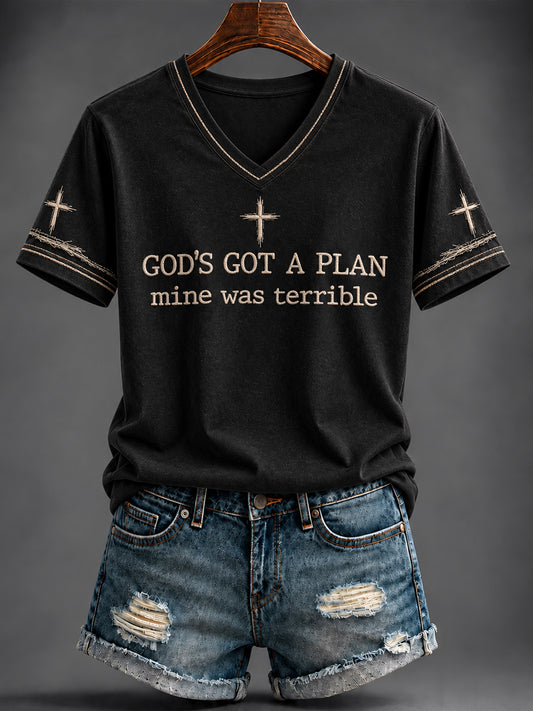 Women's Faith Printed V-neck T-shirt
