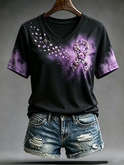 Women's Alzheimer's Awareness Purple Art Print short-sleeved T-shirt