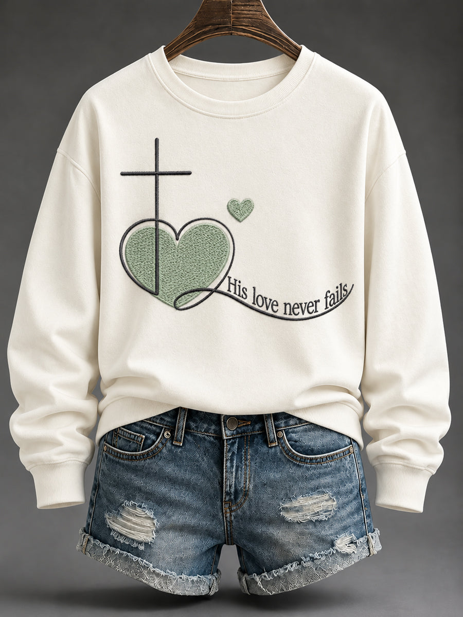 Women's “His love never fails” Print Casual Sweatshirt