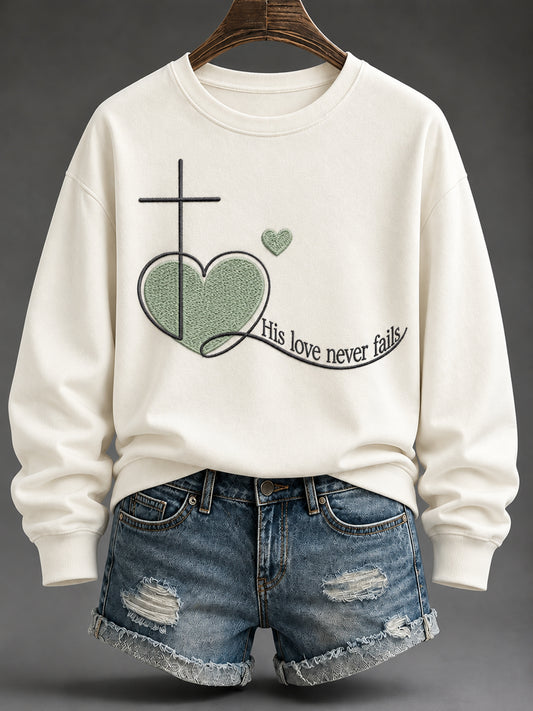 Women's “His love never fails” Print Casual Sweatshirt