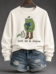 Women's “just me & Jesus” Print Casual Sweatshirt