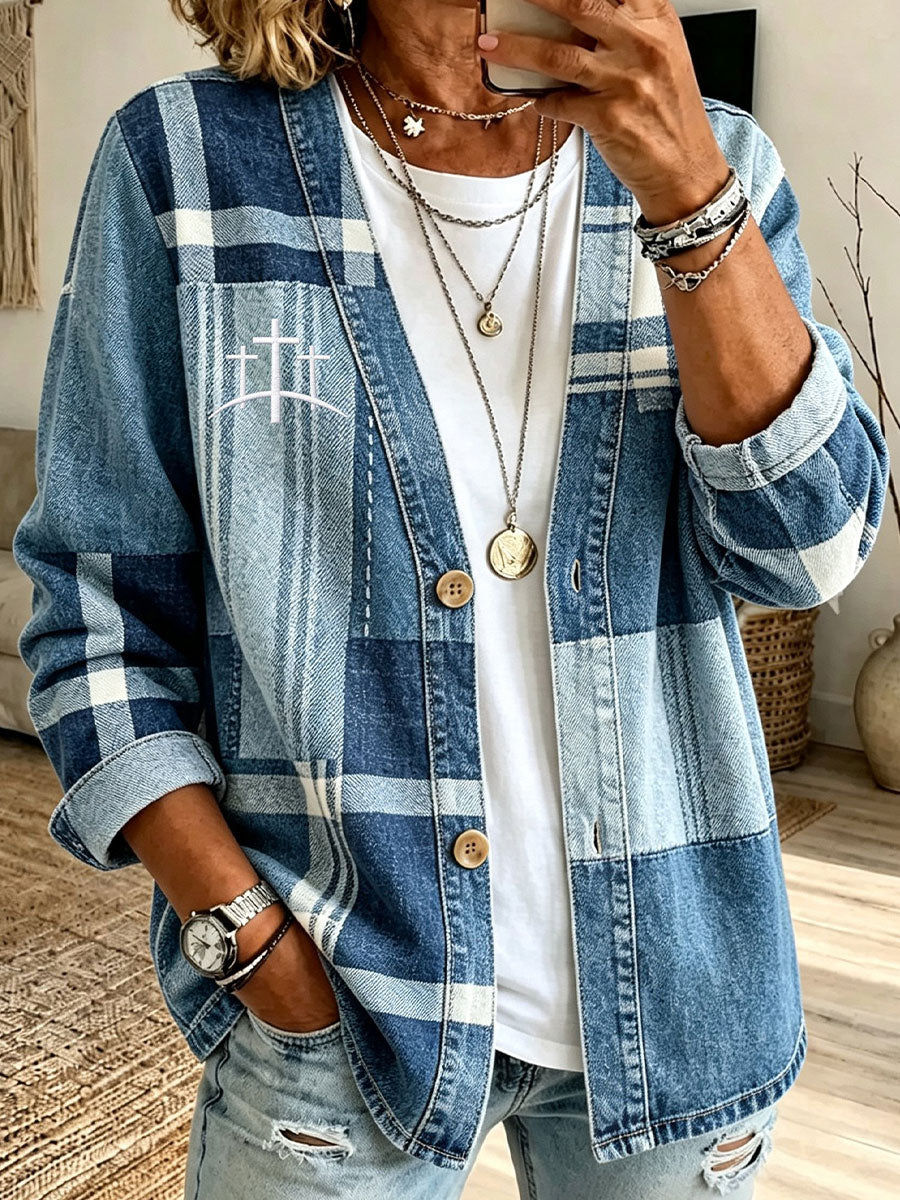 Women's Christian Art Patchwork Cardigan