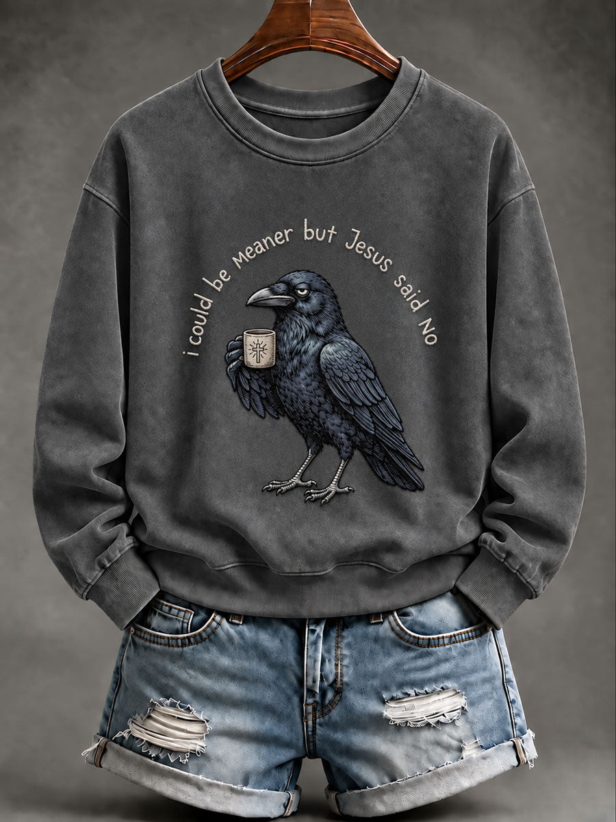 Women's 'I Could Be Meaner But Jesus Said No' Printed Casual Sweatshirt