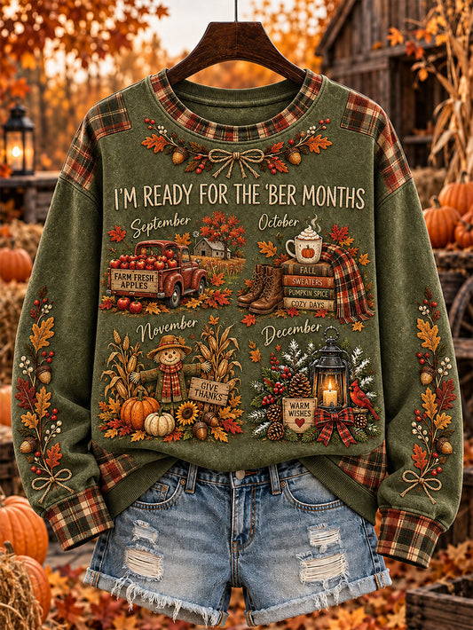 Women's autumn and winter pattern print design casual sweatshirt