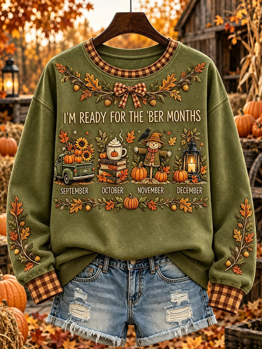 Women's autumn and winter theme pattern design casual sweatshirt