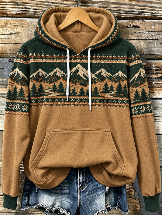 Women's autumn landscape pattern design casual hoodie