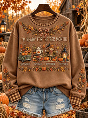 Women's autumn and winter theme pattern design casual sweatshirt