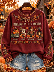 Women's autumn and winter theme pattern design casual sweatshirt