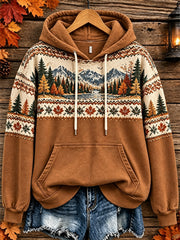 Women's autumn landscape pattern design casual hoodie