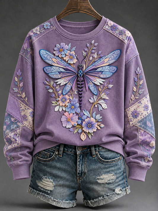 Women's Purple Flora Art Print Sweatshirt