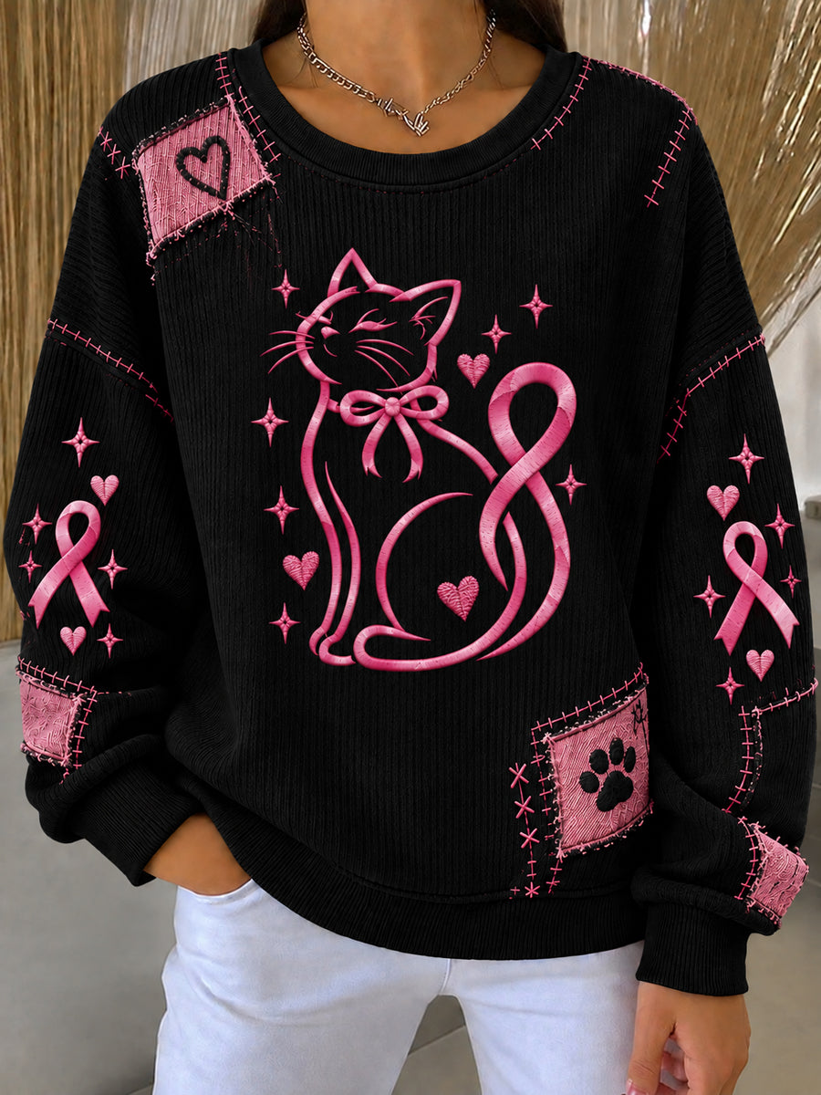 Women's Breast Cancer Print Sweatshirt