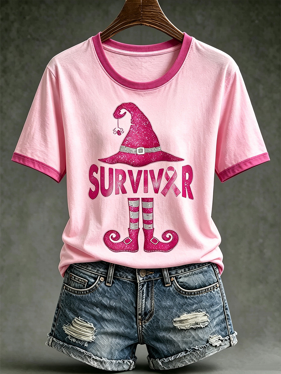 Women's anti-illness theme Witch element pattern printed casual short-sleeve T-shirt