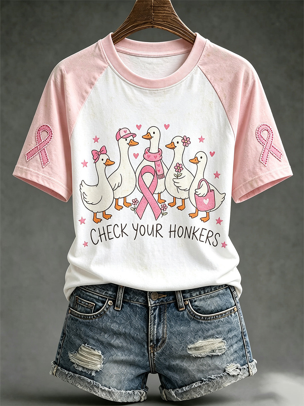 Women's anti-disease theme pattern printed casual short-sleeve T-shirt