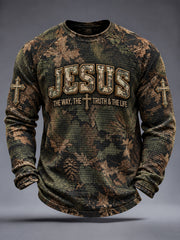 Men's Christian Jesus The Way The Truth The Life JOHN 14:6 Waffle Sweatshirt