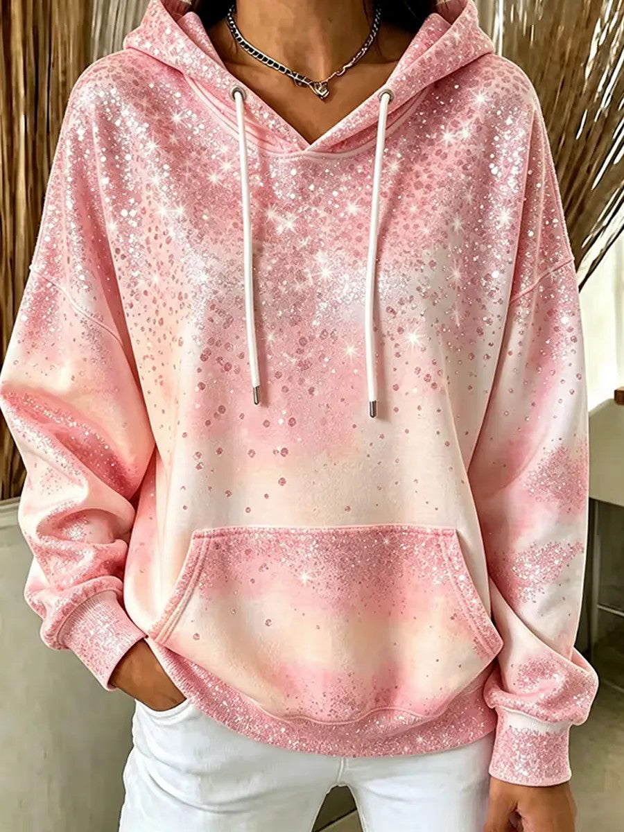 Women's Pink Art Breast Cancer Awareness Print Hoodie