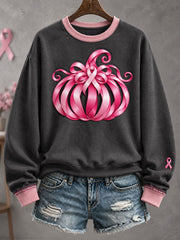 Women's Breast Cancer Awareness Pink Floral Art Printed Sweatshirt