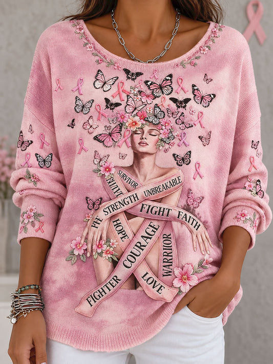 Women's Breast Cancer Awareness Pink Floral Art Printed Tops