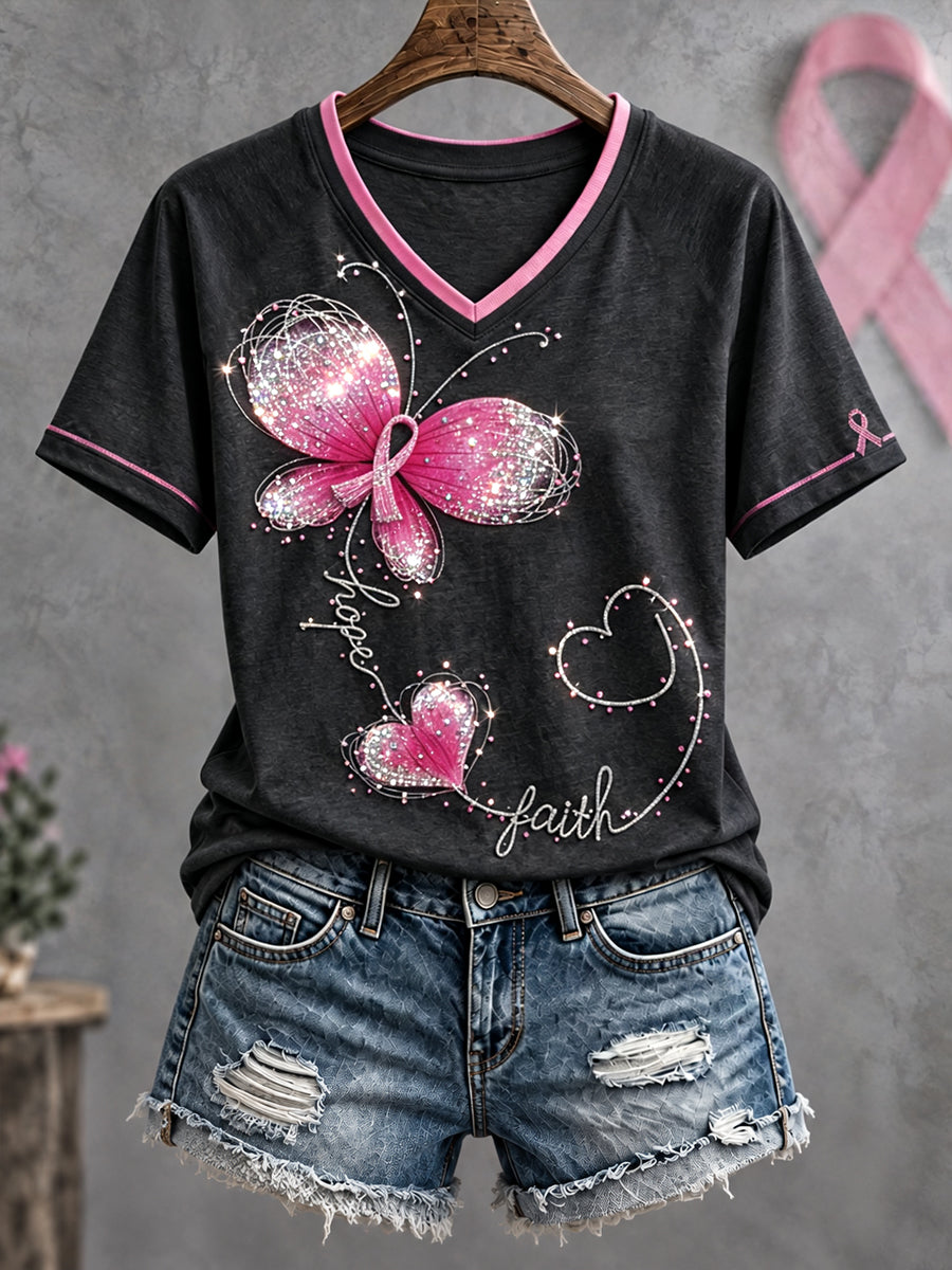 Women's Breast Cancer Awareness Art Printed T-shirt