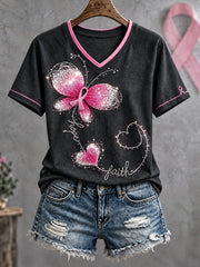 Women's Breast Cancer Awareness Art Printed T-shirt