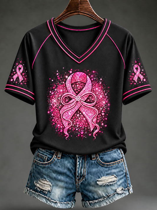 Women's Breast Cancer Pink Ribbon Short-Sleeved T-Shirt