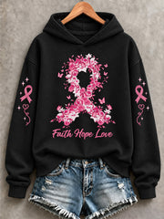 Women's Breast Cancer Awareness Support Print Sweatshirt