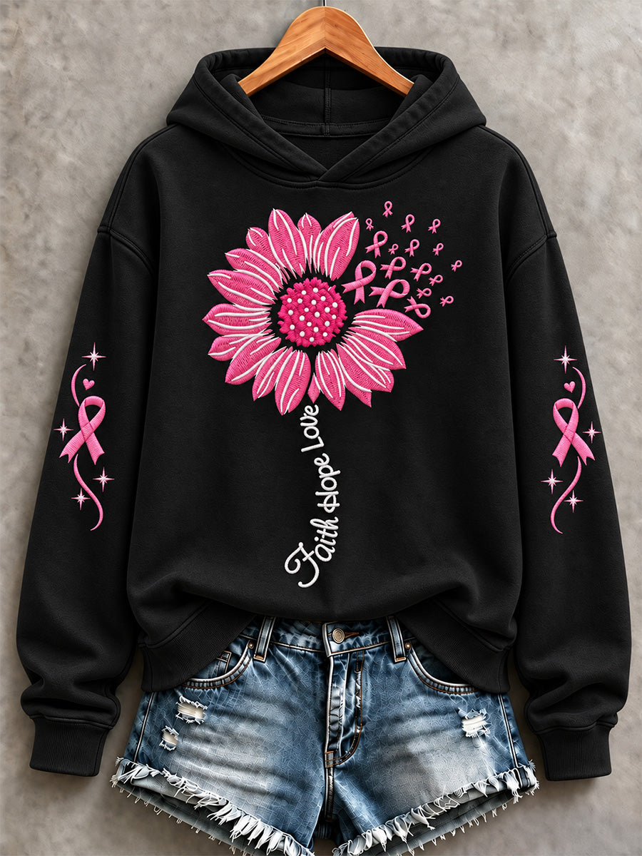 Women's Breast Cancer Awareness Support Print Sweatshirt