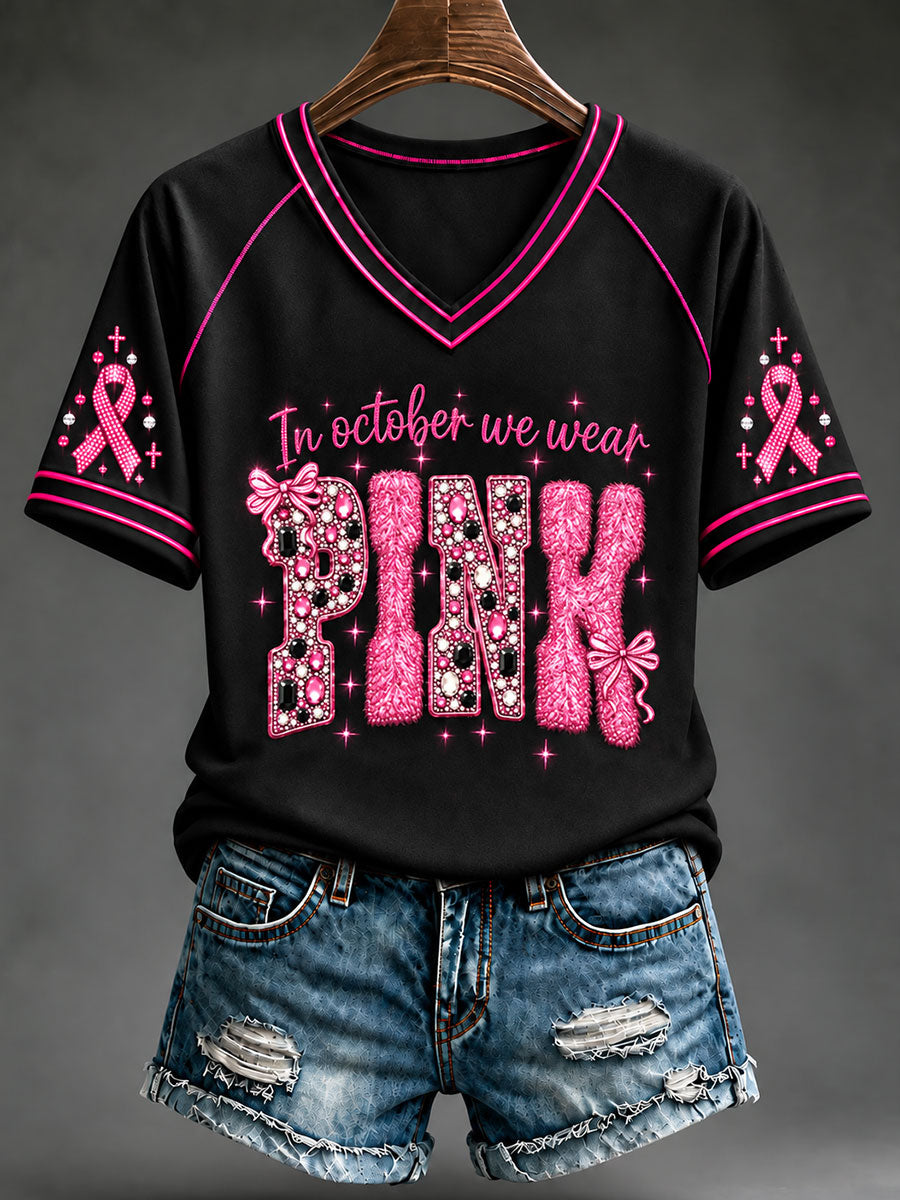 Women's Breast Cancer Pink Ribbon Short-Sleeved T-Shirt