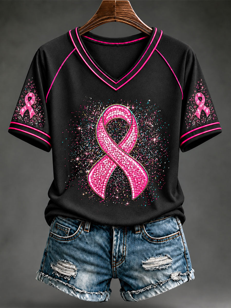 Women's Breast Cancer Pink Ribbon Short-Sleeved T-Shirt