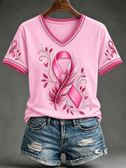 Women's Breast Cancer Awareness Pink Ribbon Support  Short Sleeve T-shirt