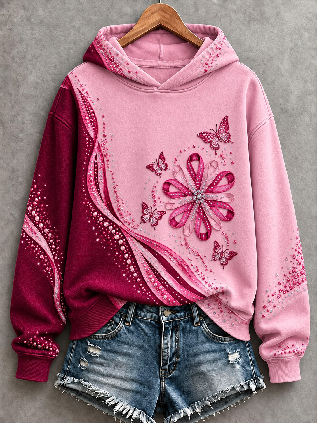 Women's Breast Cancer Printed Hoodie