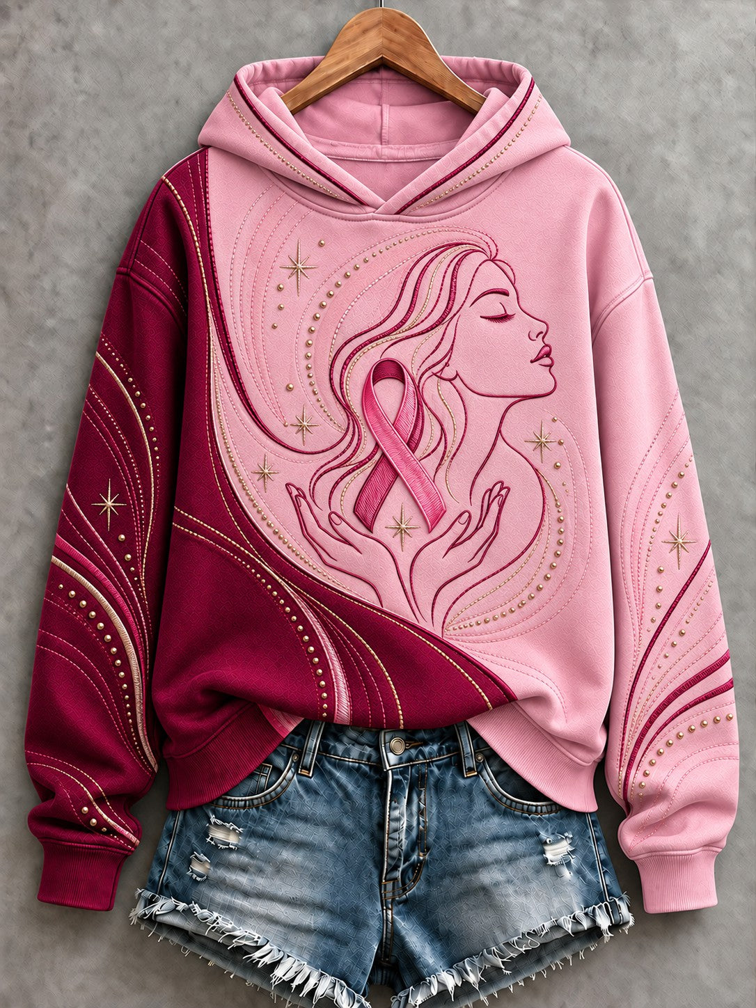 Women's Breast Cancer Printed Hoodie