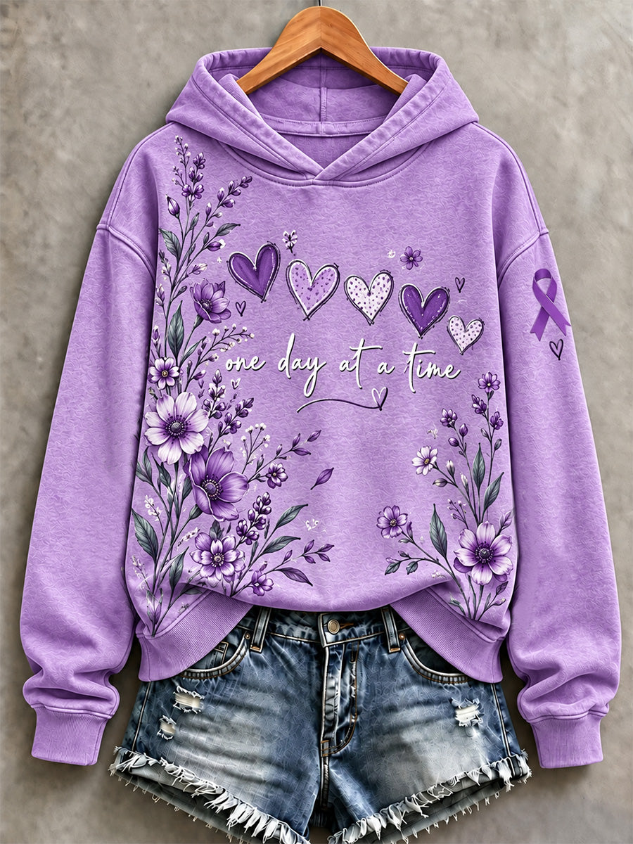 Women's Purple Floral & Alzheimer's Awareness Support Print Sweatshirt